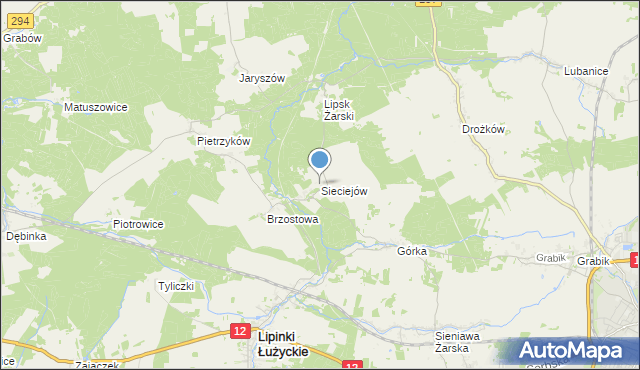 mapa Sieciejów, Sieciejów na mapie Targeo